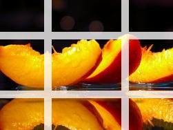peaches with grid